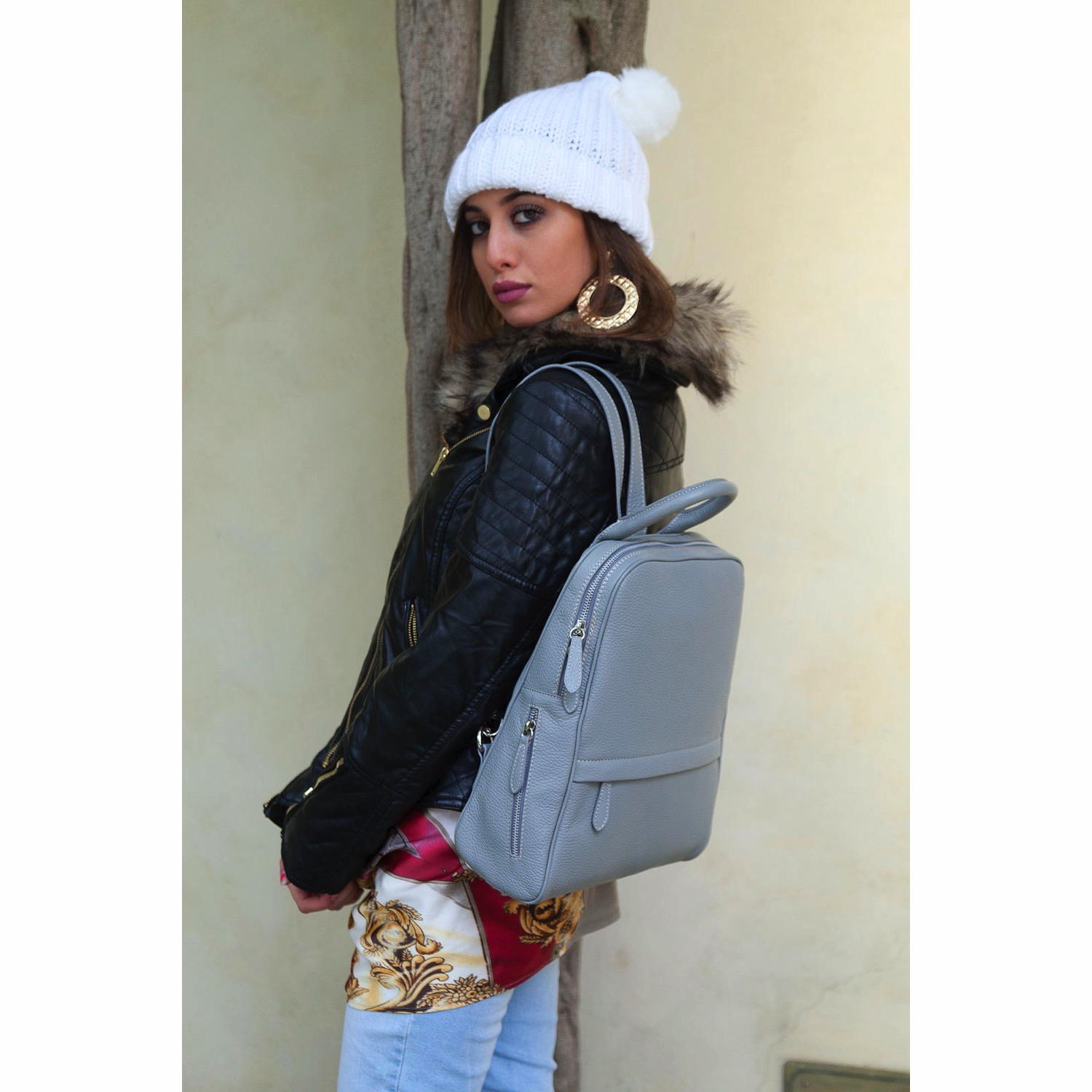 AbetoneModel Abetone leather backpack by Bellini. Made in Italy.