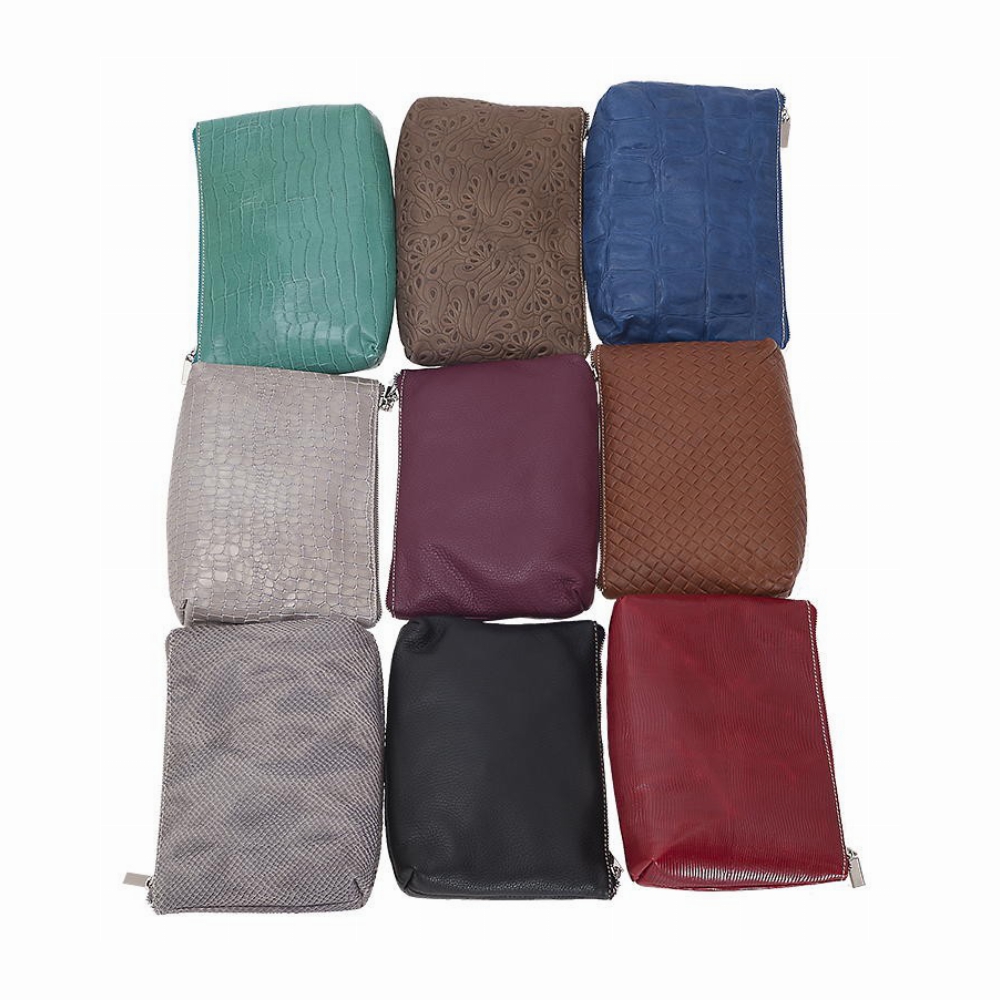 tuscany_assorted LEATHER ZIPPERED POUCH - Medium by Bellini. Made in Italy.