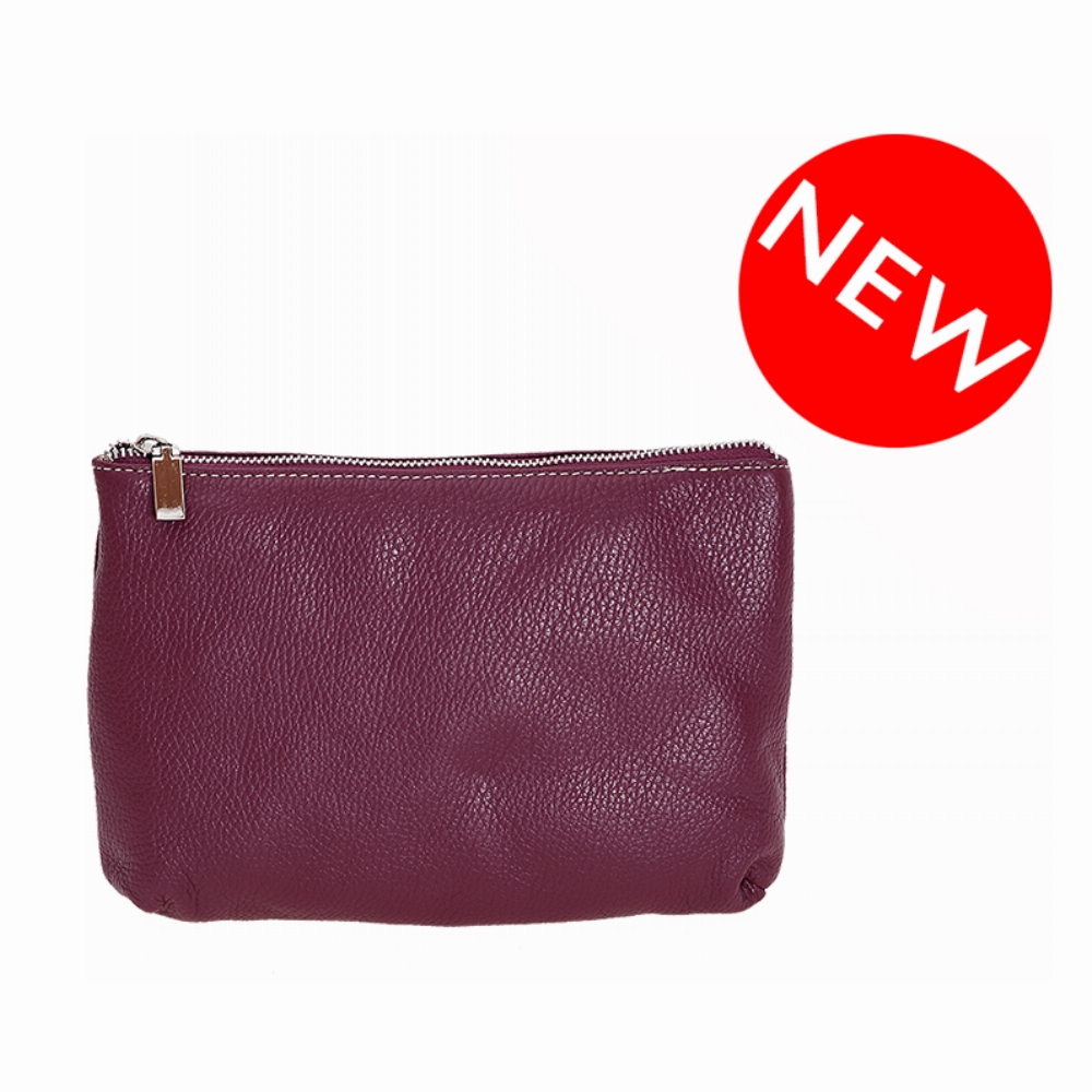 tuscany_front_new LEATHER ZIPPERED POUCH - Medium by Bellini. Made in Italy.