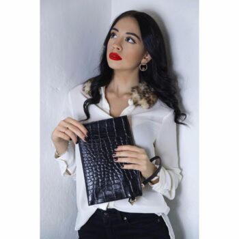 Violina leather wrist clutch. Made in Italy by Bellini. Available for private label.