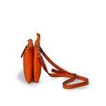 Montalcino leather crossbody bag by Bellini, Made in Italy. Two bags joined by snap buttons. Wholesale, OEM, Private label handbag.