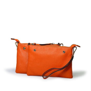 MONTALCINO 2 ZIPPER CROSSBODY Montalcino leather crossbody bag by Bellini, Made in Italy. Two bags joined by snap buttons. Wholesale, OEM, Private label handbag.