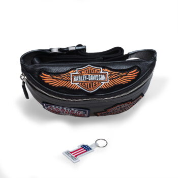 Bellini manufactures custom leather handbag designs. Made in Italy. This is an example of a mens custom leather waist bag.