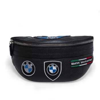 Bellini manufactures custom leather handbag designs. Made in Italy. This is an example of a mens custom leather waist bag.