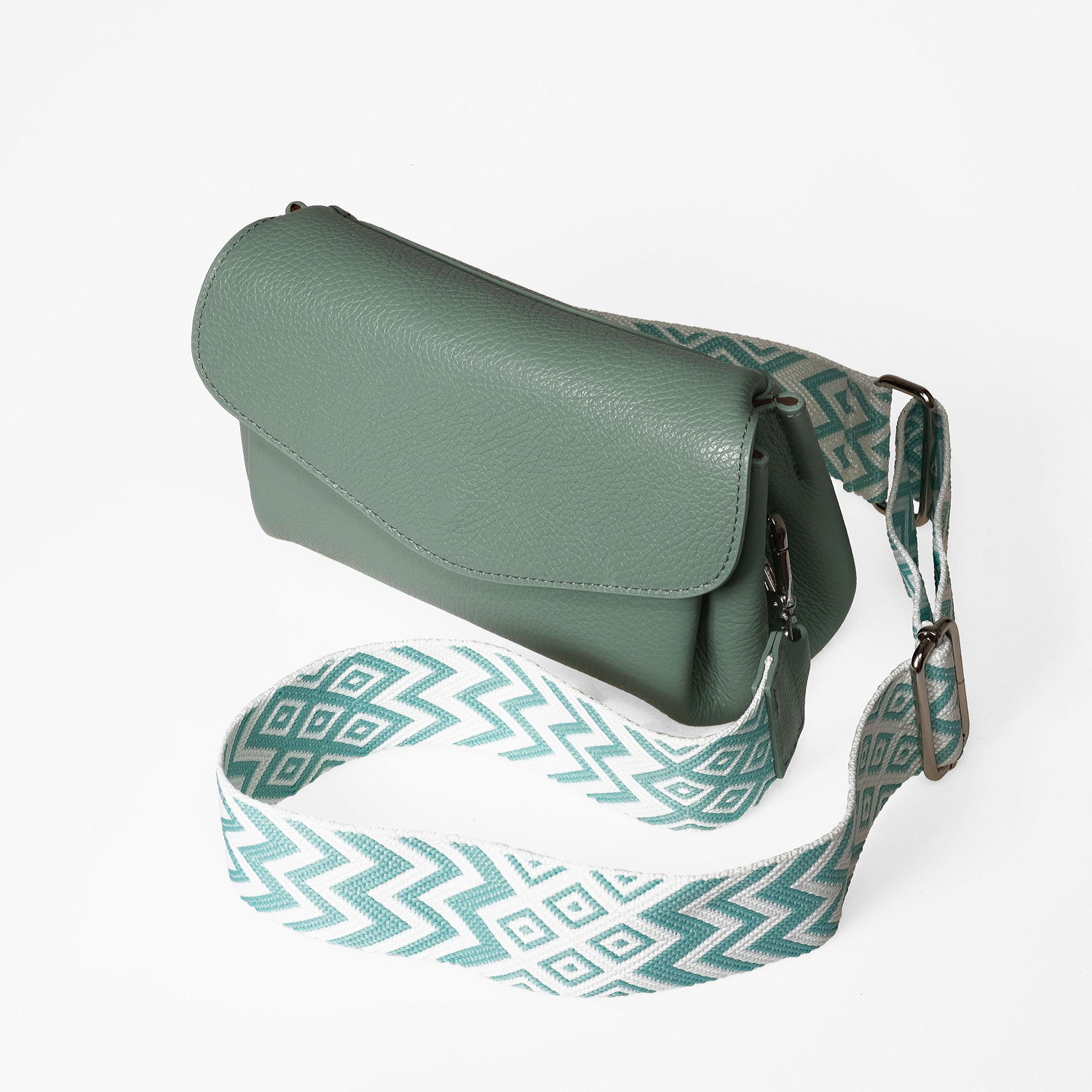 799_sage_threequarter_high Low cost leather handbags Made in Italy by Bellini. Wholesale, OEM, private label handbags. No minimum order for handbags in stock.
