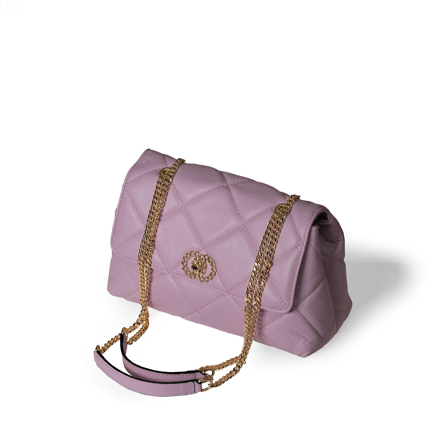800_lilac_threequarter_high Low cost quilted leather handbags Made in Italy by Bellini. Wholesale, OEM, private label handbags. No minimum order for handbags in stock.