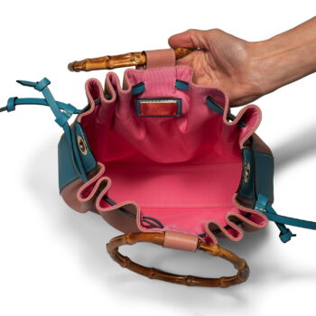 Carrara New bucket bag with bamboo handles by Bellini, Made in Italy. Genuine leather or vegan leather. Private label, OEM handbags.